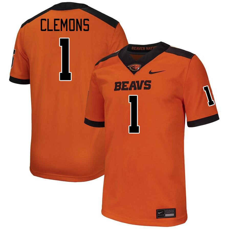 Men #1 Darrius Clemons Oregon State Beavers College Football Jerseys Stitched-Orange